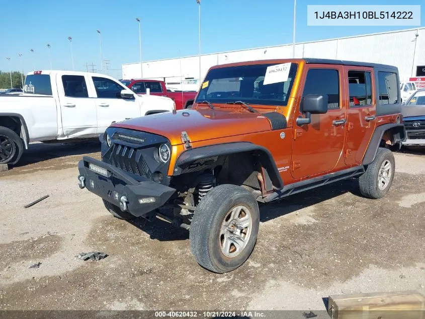 2011 Jeep Wrangler Unlimited Sport VIN: 1J4BA3H10BL514222 Lot: 40620432