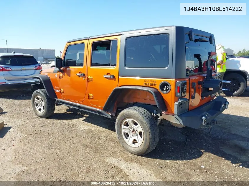 2011 Jeep Wrangler Unlimited Sport VIN: 1J4BA3H10BL514222 Lot: 40620432