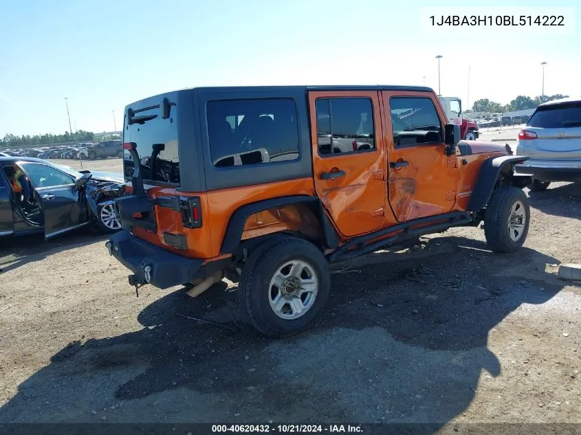 2011 Jeep Wrangler Unlimited Sport VIN: 1J4BA3H10BL514222 Lot: 40620432