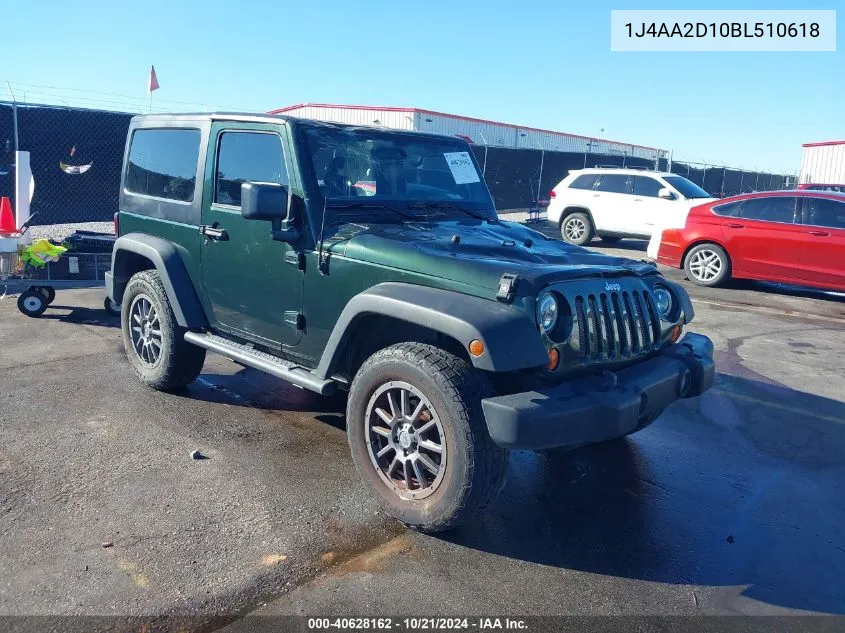 2011 Jeep Wrangler Sport VIN: 1J4AA2D10BL510618 Lot: 40628162