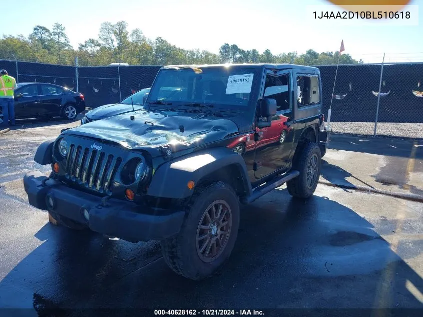 2011 Jeep Wrangler Sport VIN: 1J4AA2D10BL510618 Lot: 40628162