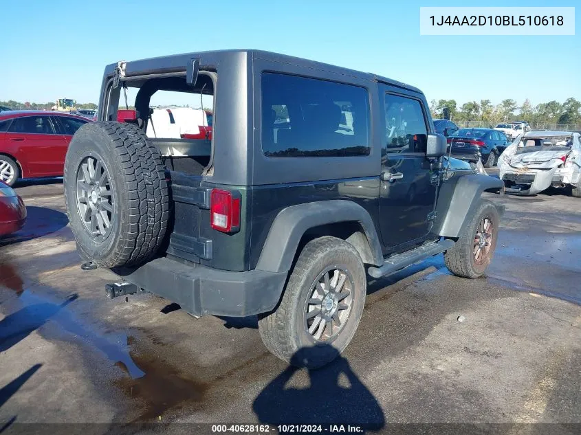 2011 Jeep Wrangler Sport VIN: 1J4AA2D10BL510618 Lot: 40628162