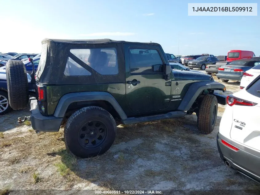 2011 Jeep Wrangler Sport VIN: 1J4AA2D16BL509912 Lot: 40660591