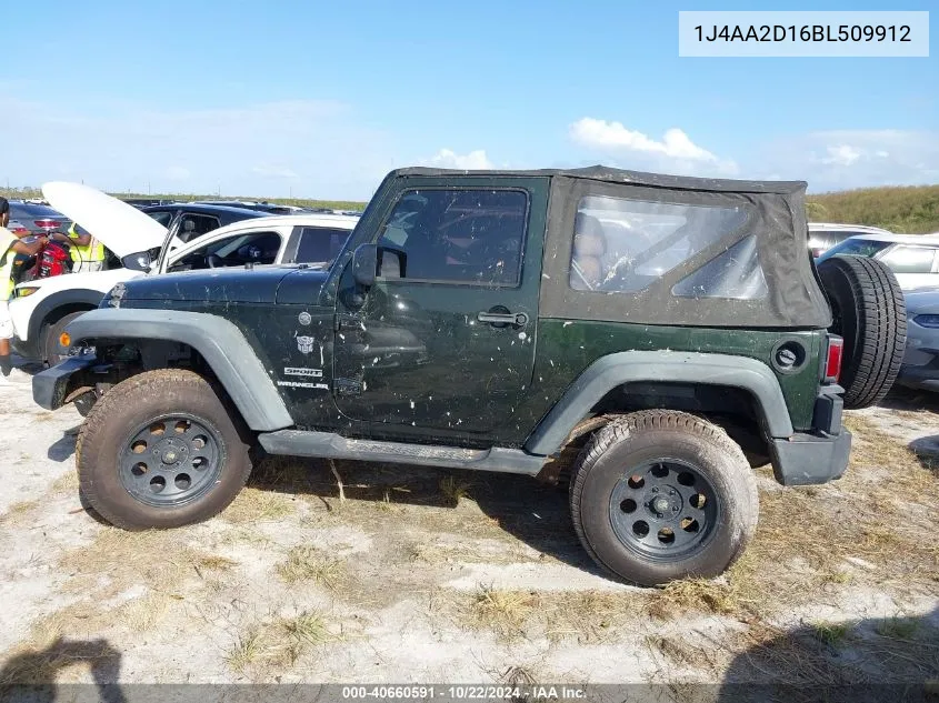 2011 Jeep Wrangler Sport VIN: 1J4AA2D16BL509912 Lot: 40660591