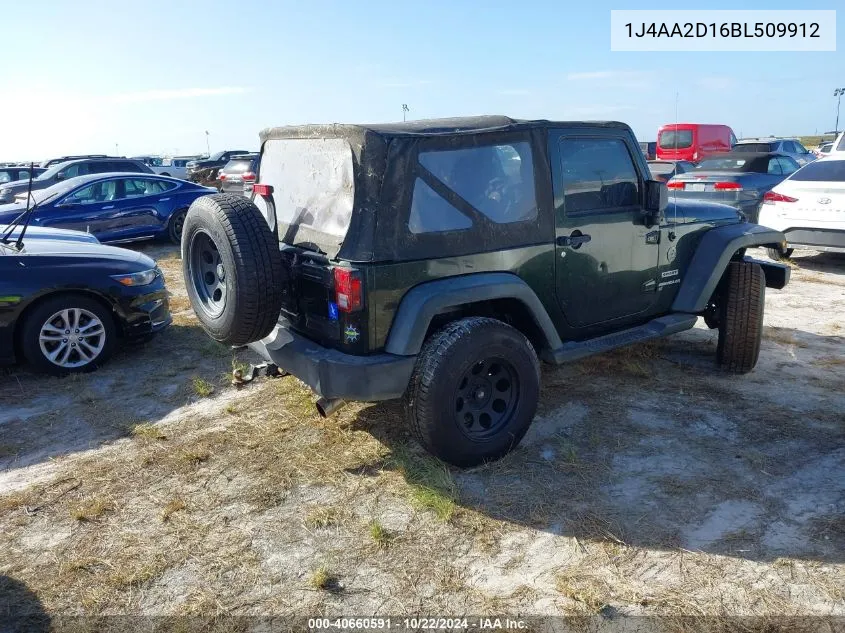 2011 Jeep Wrangler Sport VIN: 1J4AA2D16BL509912 Lot: 40660591