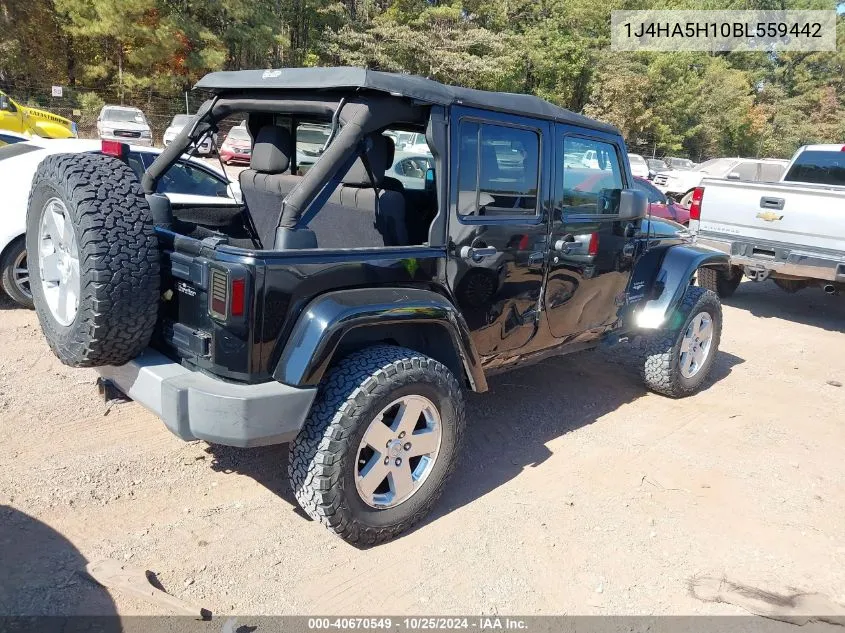 2011 Jeep Wrangler Unlimited Sahara VIN: 1J4HA5H10BL559442 Lot: 40670549