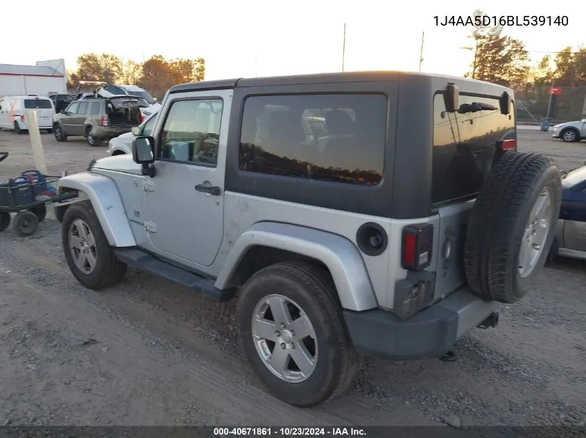 2011 Jeep Wrangler Sahara VIN: 1J4AA5D16BL539140 Lot: 40671861