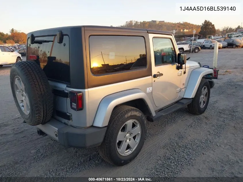 2011 Jeep Wrangler Sahara VIN: 1J4AA5D16BL539140 Lot: 40671861