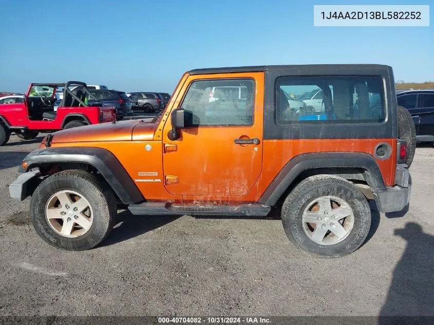 2011 Jeep Wrangler Sport VIN: 1J4AA2D13BL582252 Lot: 40704082