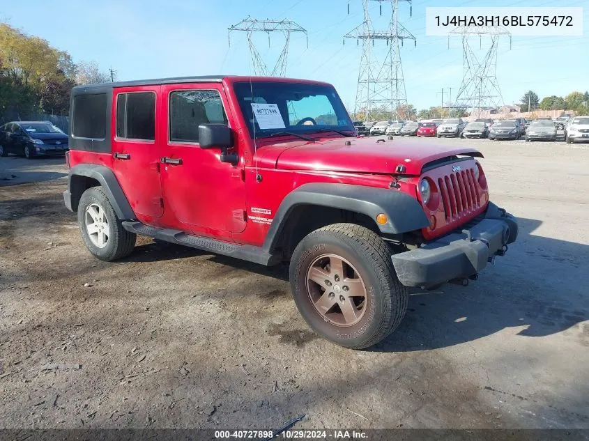 2011 Jeep Wrangler Unlimited Sport VIN: 1J4HA3H16BL575472 Lot: 40727898