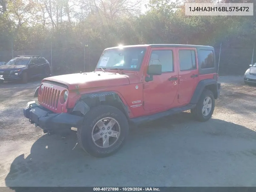 2011 Jeep Wrangler Unlimited Sport VIN: 1J4HA3H16BL575472 Lot: 40727898