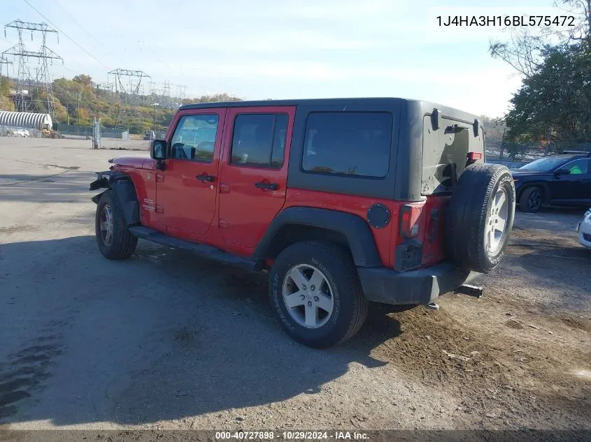 2011 Jeep Wrangler Unlimited Sport VIN: 1J4HA3H16BL575472 Lot: 40727898