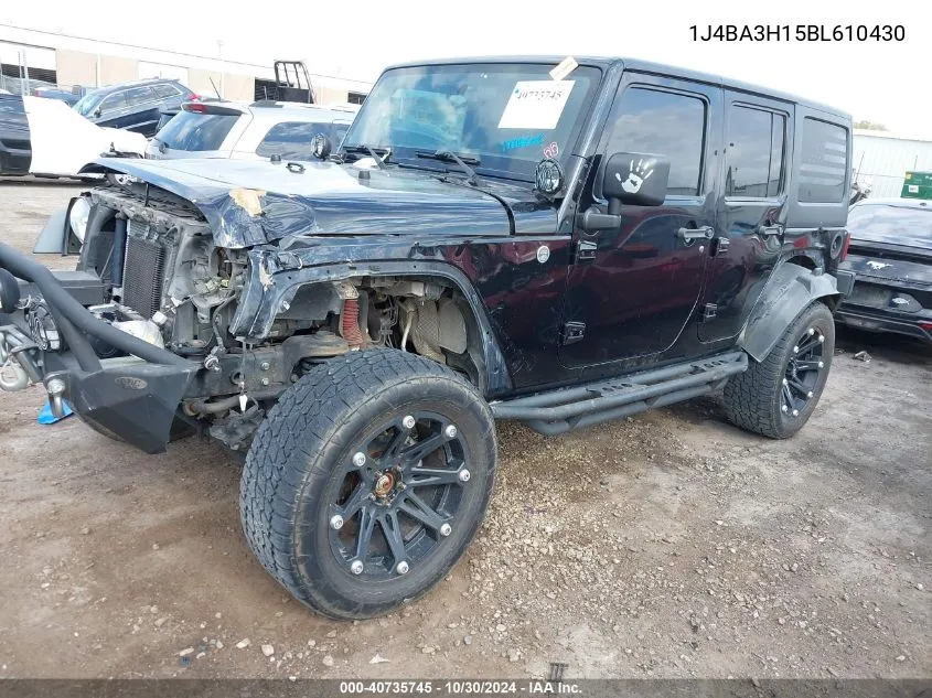 2011 Jeep Wrangler Unlimited Sport VIN: 1J4BA3H15BL610430 Lot: 40735745