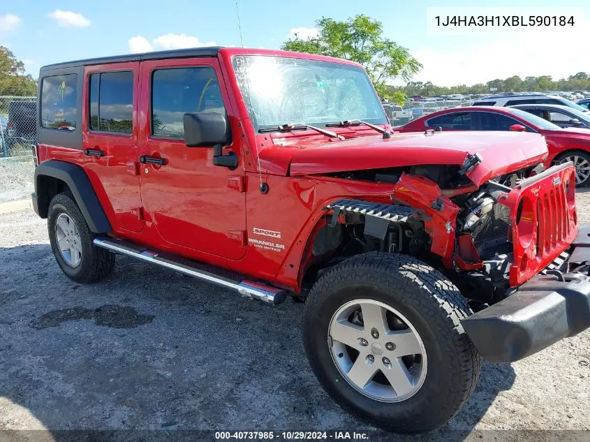 2011 Jeep Wrangler Unlimited Sport VIN: 1J4HA3H1XBL590184 Lot: 40737985