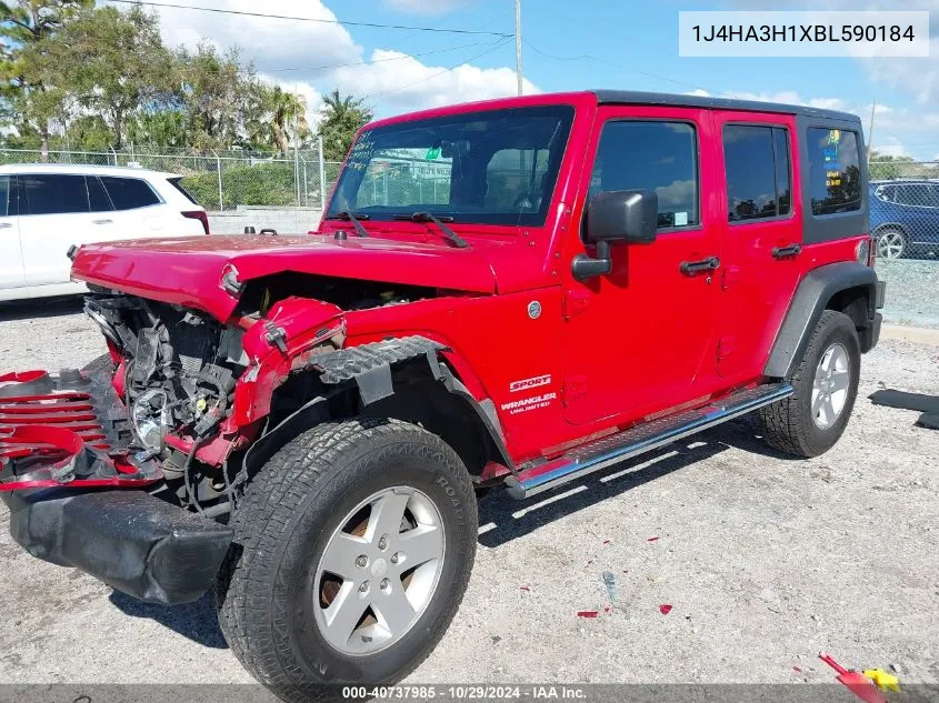 2011 Jeep Wrangler Unlimited Sport VIN: 1J4HA3H1XBL590184 Lot: 40737985