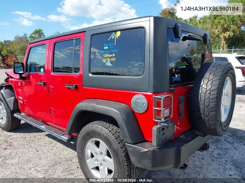 2011 Jeep Wrangler Unlimited Sport VIN: 1J4HA3H1XBL590184 Lot: 40737985