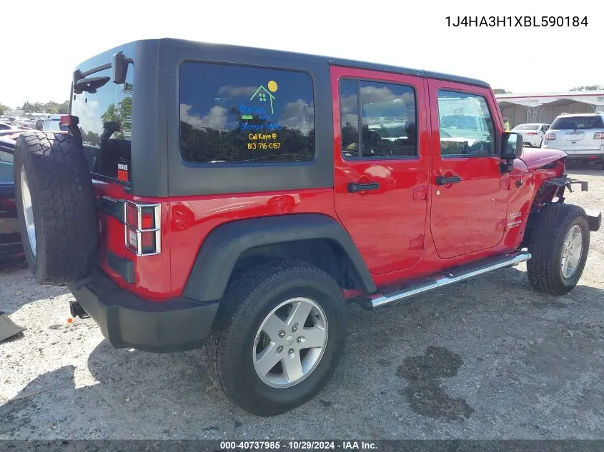 2011 Jeep Wrangler Unlimited Sport VIN: 1J4HA3H1XBL590184 Lot: 40737985