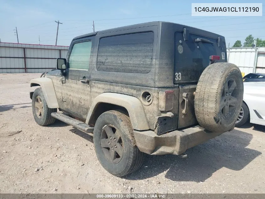 2012 Jeep Wrangler Sport VIN: 1C4GJWAG1CL112190 Lot: 39609133