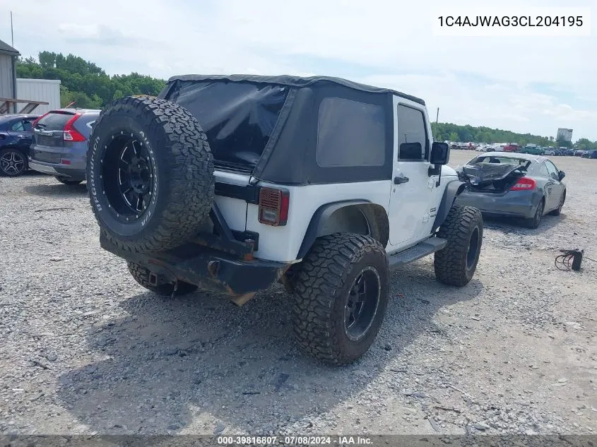 1C4AJWAG3CL204195 2012 Jeep Wrangler Sport