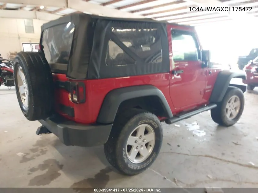 2012 Jeep Wrangler Sport VIN: 1C4AJWAGXCL175472 Lot: 39941417