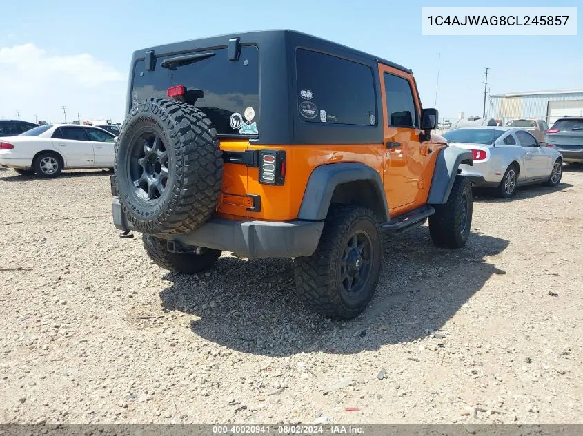 2012 Jeep Wrangler Sport VIN: 1C4AJWAG8CL245857 Lot: 40020941