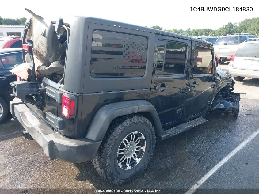 1C4BJWDG0CL184830 2012 Jeep Wrangler Unlimited Sport