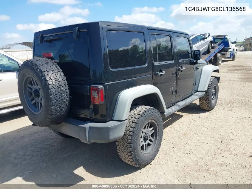 2012 Jeep Wrangler Unlimited Rubicon VIN: 1C4BJWFG8CL136568 Lot: 40096836