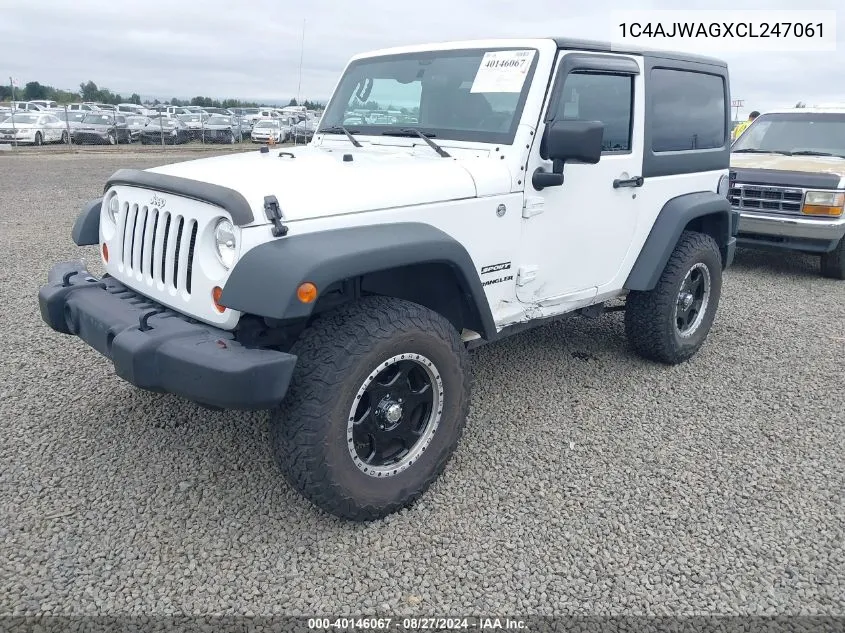 1C4AJWAGXCL247061 2012 Jeep Wrangler Sport