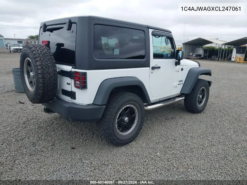 2012 Jeep Wrangler Sport VIN: 1C4AJWAGXCL247061 Lot: 40146067