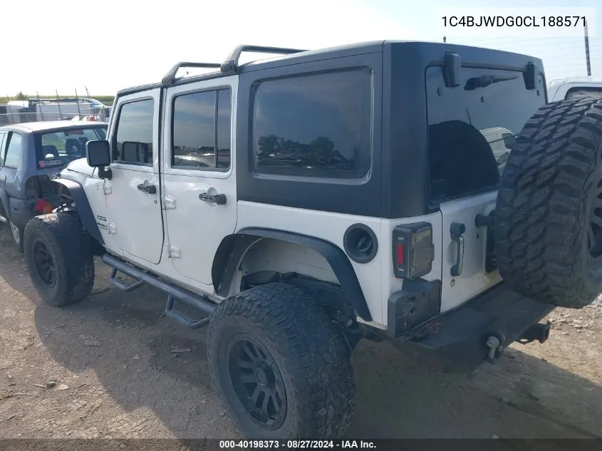 2012 Jeep Wrangler Unlimited Sport VIN: 1C4BJWDG0CL188571 Lot: 40198373