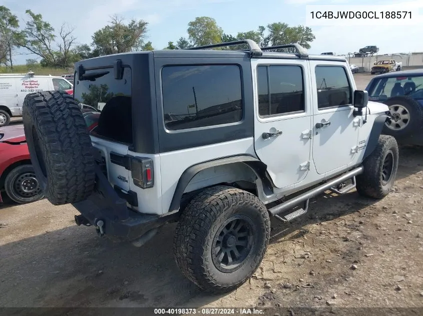 1C4BJWDG0CL188571 2012 Jeep Wrangler Unlimited Sport