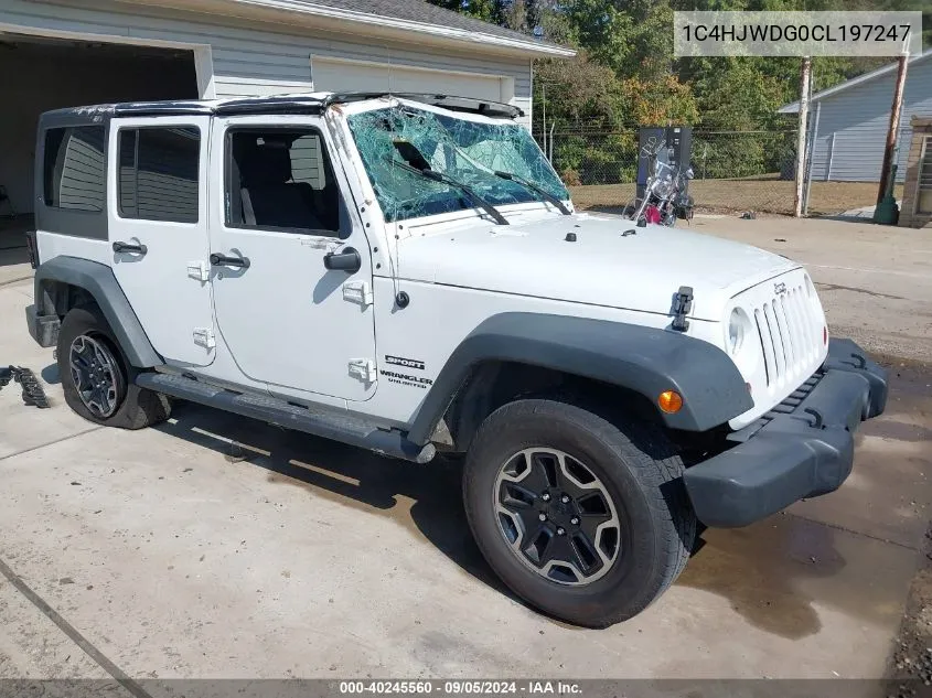 1C4HJWDG0CL197247 2012 Jeep Wrangler Unlimited Sport