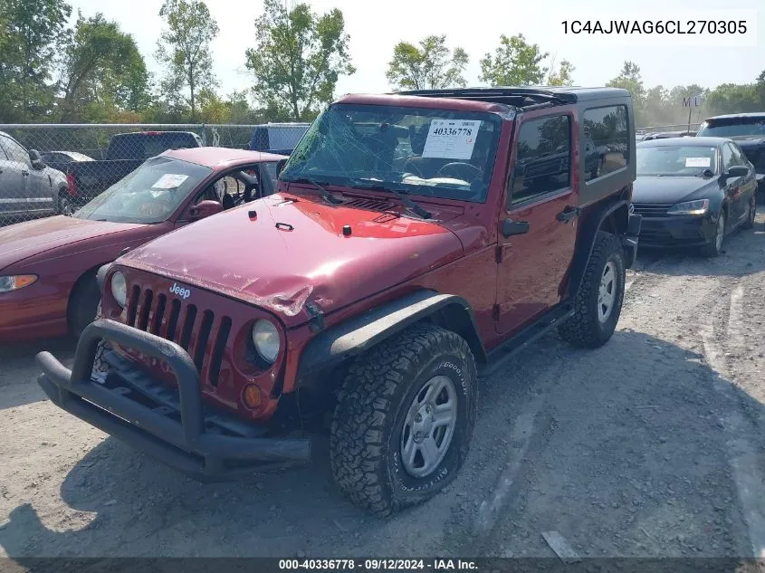 2012 Jeep Wrangler Sport VIN: 1C4AJWAG6CL270305 Lot: 40336778