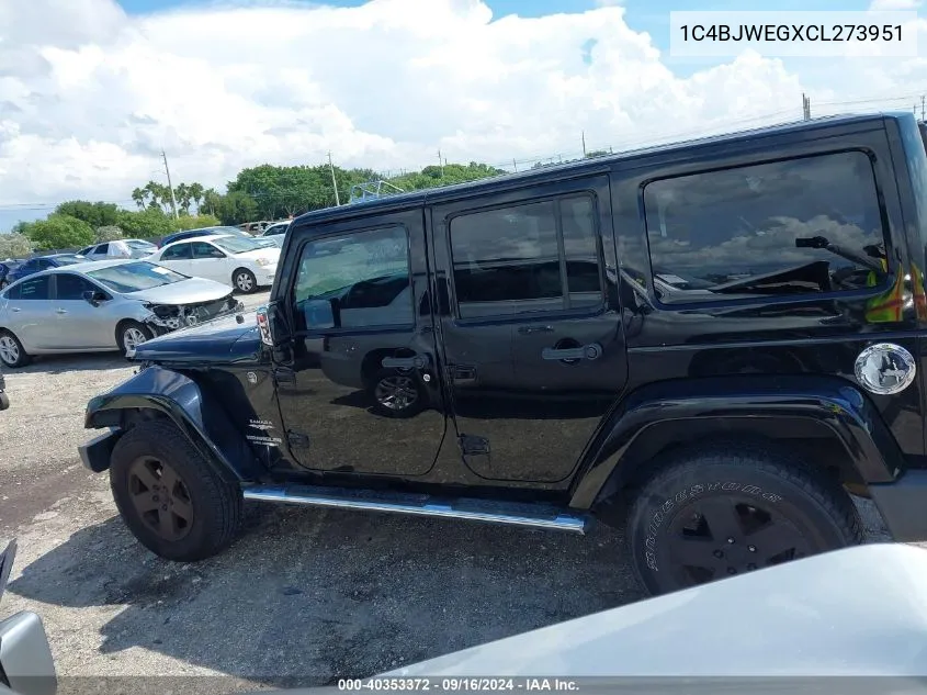 2012 Jeep Wrangler Unlimited Sahara VIN: 1C4BJWEGXCL273951 Lot: 40353372