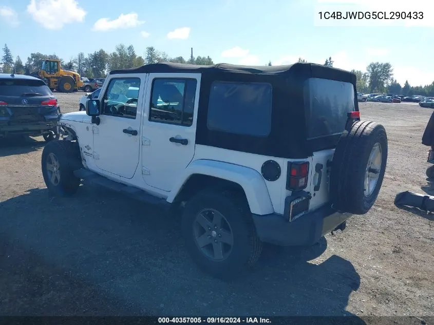 2012 Jeep Wrangler Unlimited Sport VIN: 1C4BJWDG5CL290433 Lot: 40357005