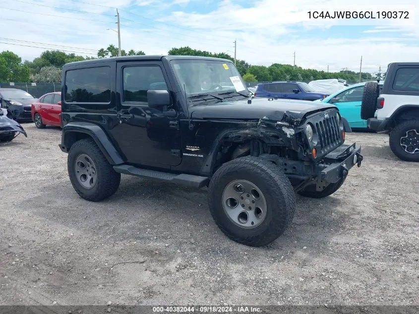 2012 Jeep Wrangler Sahara VIN: 1C4AJWBG6CL190372 Lot: 40382044