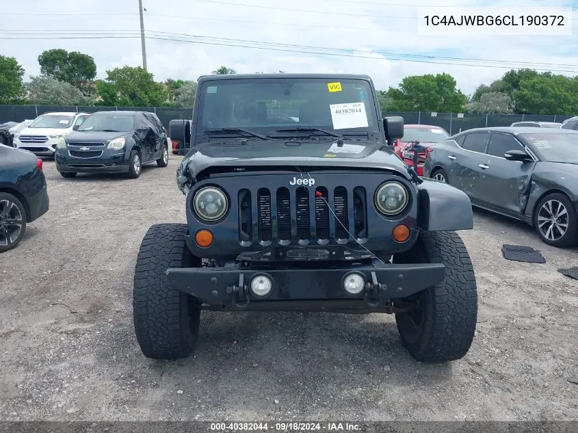 2012 Jeep Wrangler Sahara VIN: 1C4AJWBG6CL190372 Lot: 40382044