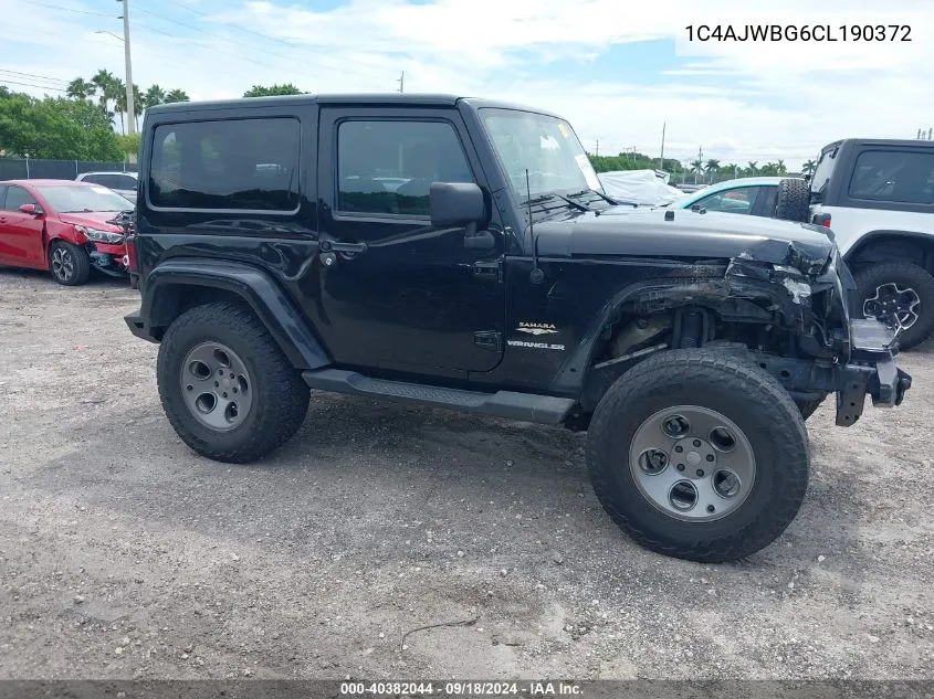 2012 Jeep Wrangler Sahara VIN: 1C4AJWBG6CL190372 Lot: 40382044