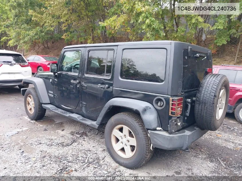 2012 Jeep Wrangler Unlimited Sport VIN: 1C4BJWDG4CL240736 Lot: 40407341