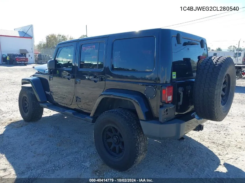 2012 Jeep Wrangler Unlimited Sahara VIN: 1C4BJWEG2CL280540 Lot: 40414779