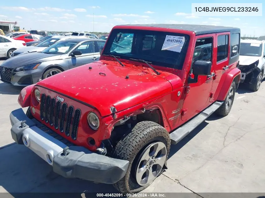 2012 Jeep Wrangler Unlimited Sahara VIN: 1C4BJWEG9CL233246 Lot: 40452091