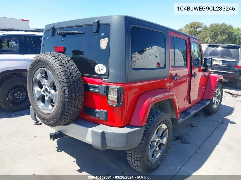 2012 Jeep Wrangler Unlimited Sahara VIN: 1C4BJWEG9CL233246 Lot: 40452091