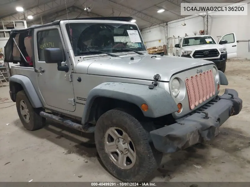 2012 Jeep Wrangler Sport VIN: 1C4AJWAG2CL136200 Lot: 40499291