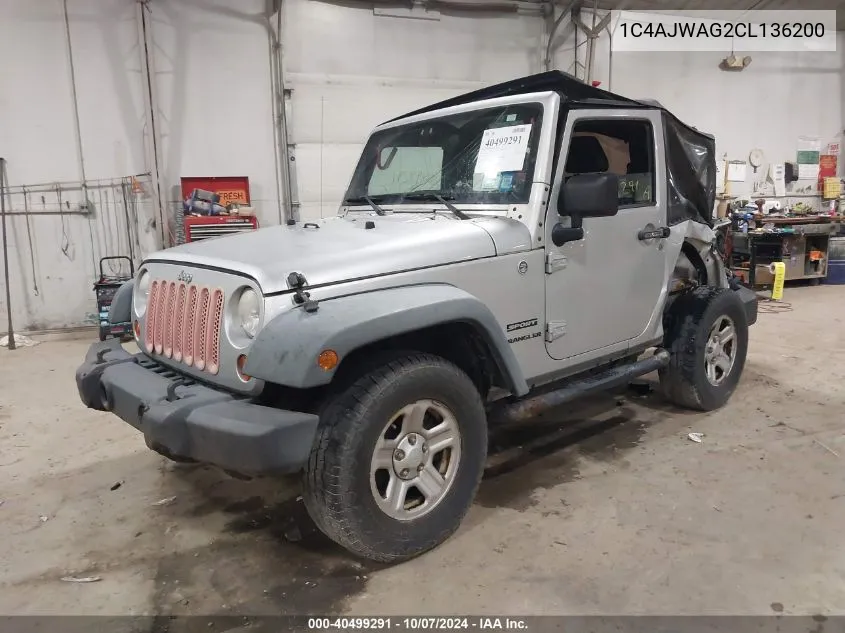 2012 Jeep Wrangler Sport VIN: 1C4AJWAG2CL136200 Lot: 40499291