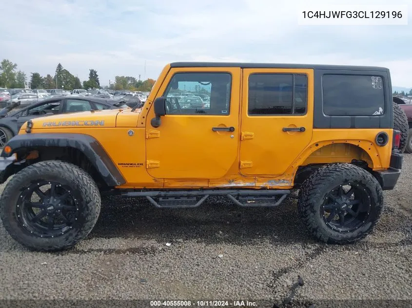 2012 Jeep Wrangler Unlimited Rubicon VIN: 1C4HJWFG3CL129196 Lot: 40555008