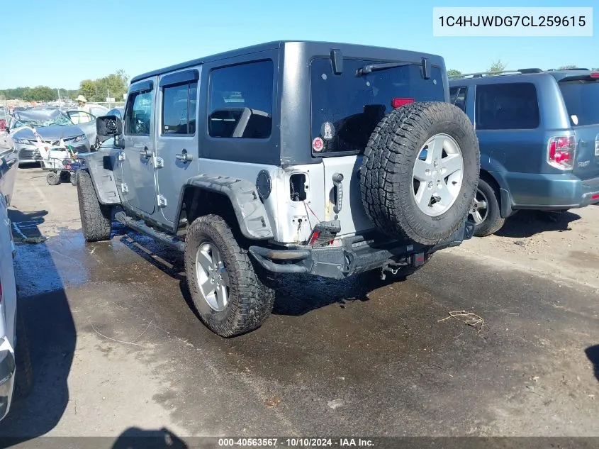 2012 Jeep Wrangler Unlimited Sport VIN: 1C4HJWDG7CL259615 Lot: 40563567