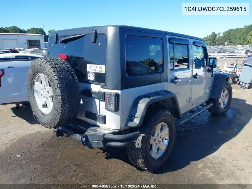 2012 Jeep Wrangler Unlimited Sport VIN: 1C4HJWDG7CL259615 Lot: 40563567