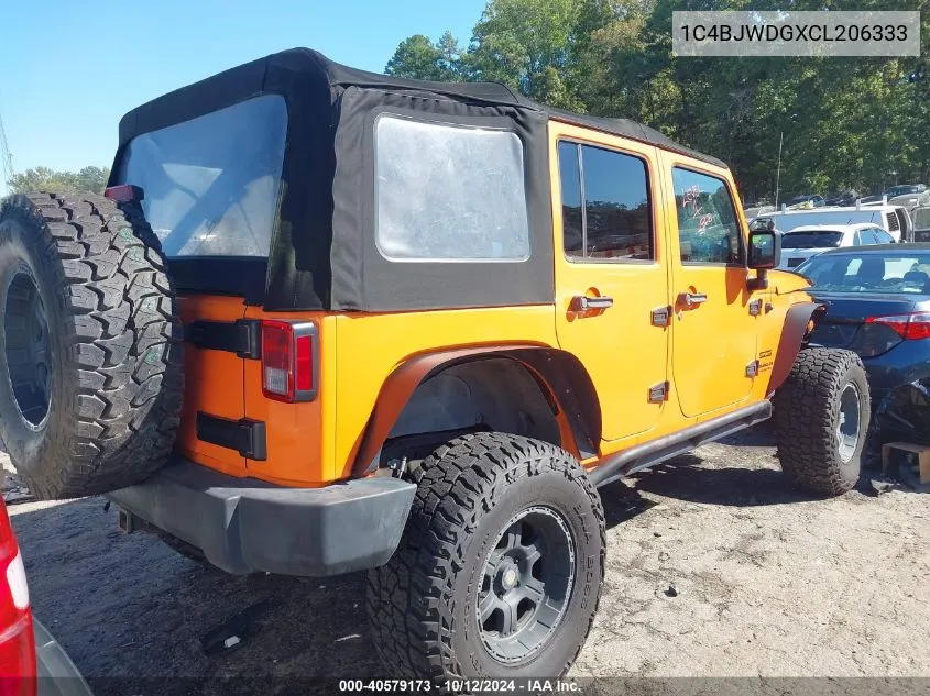 2012 Jeep Wrangler Unlimited Sport VIN: 1C4BJWDGXCL206333 Lot: 40579173