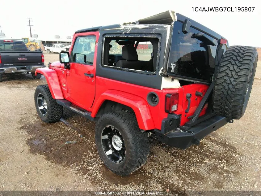 2012 Jeep Wrangler Sahara VIN: 1C4AJWBG7CL195807 Lot: 40587832