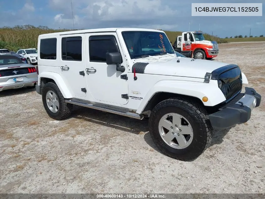 2012 Jeep Wrangler Unlimited Sahara VIN: 1C4BJWEG7CL152505 Lot: 40600143